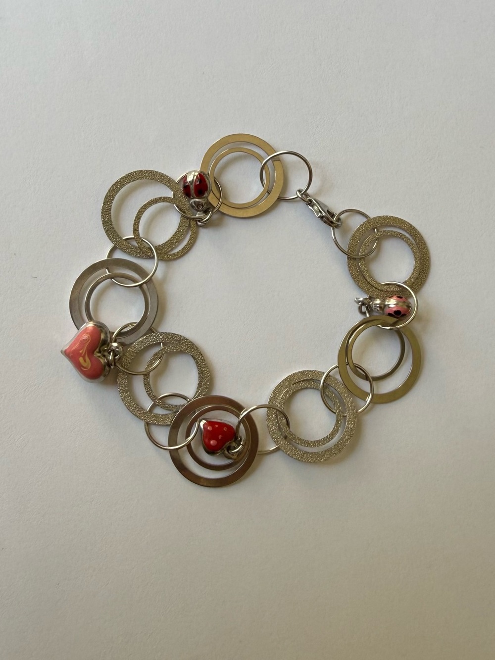 Silver Open Circle Bracelet with Charms